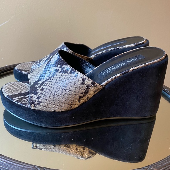Vintage Via Spiga Chunky Snakeskin Wedges Size 8.5 - Picture 6 of 10